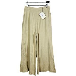 NEW! Love, Bonito Wide Leg Ankle Pant Lined Crop Trouser Casual Sand Back Zip- 8